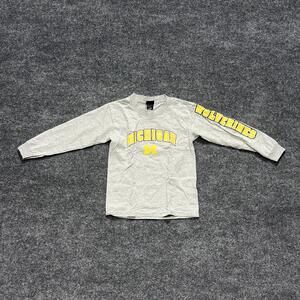 Michigan Wolverines Shirt Boys Small Gray NCAA Football Long Sleeve Starter